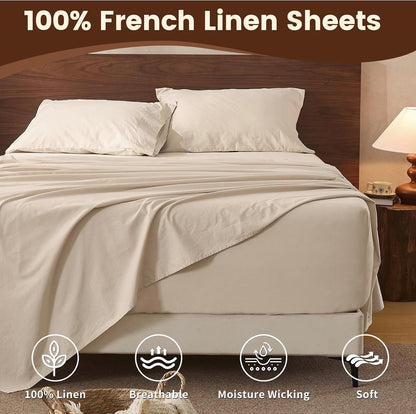 100% Linen Sheet Set French Flax Farmhouse Style