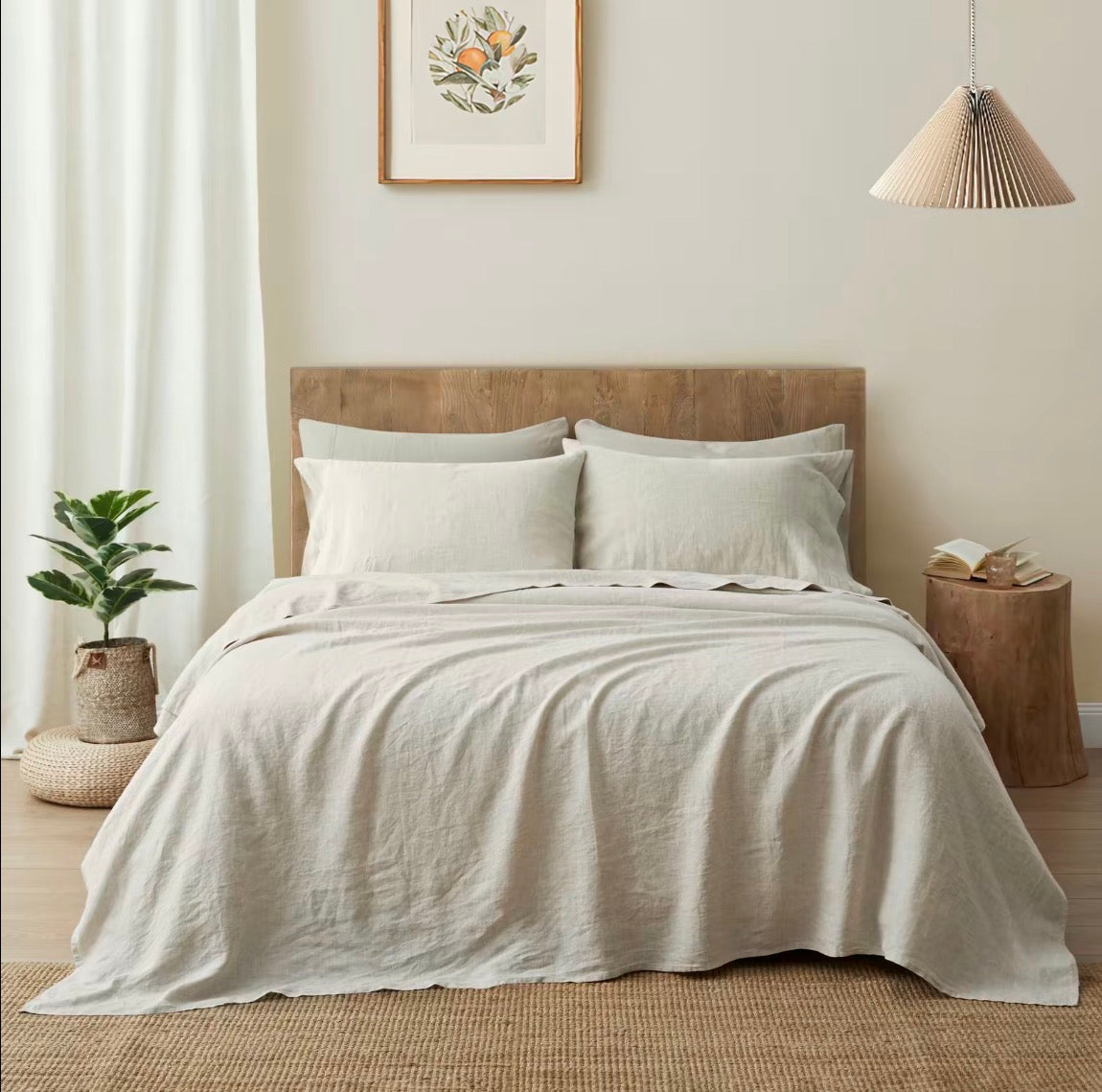100% Linen Sheet Set French Flax Farmhouse Style