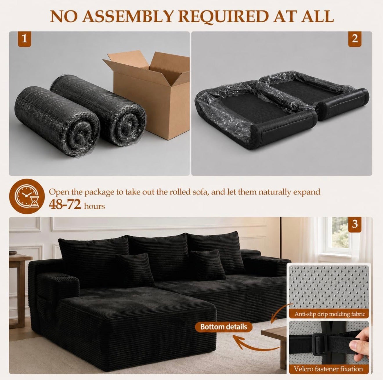 The Boneless Cloud Couch - 96.8" No Assembly Required
